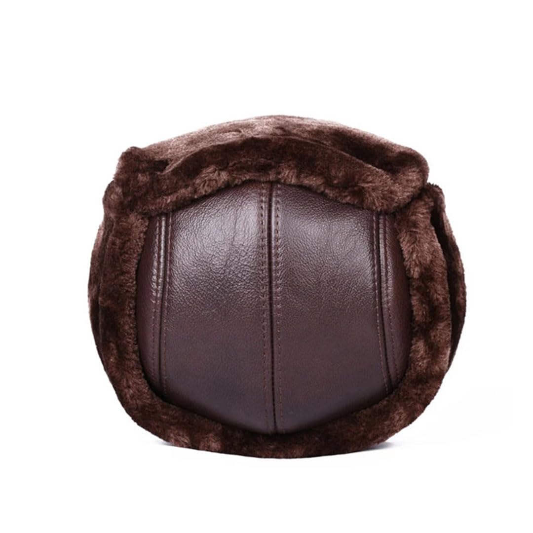 Gorros de invierno para hombre, de piel sintética, forro polar, cálido, sin ala, cabeza de oreja, resistente al frío