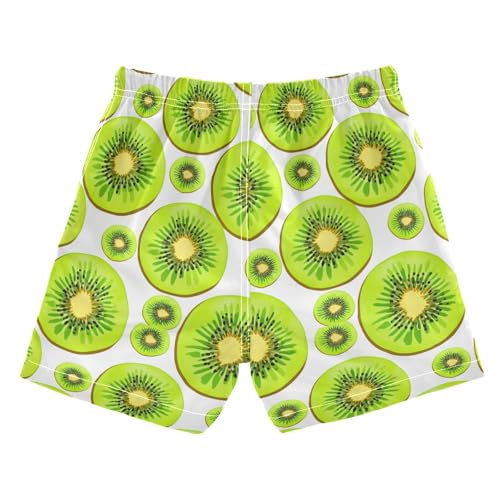 DOMIKING Fruit Kiwi Slice White Toddler Boys' Swim Trunks Mesh Lining Swim Shorts for Boys Kids Adjustable Waist2