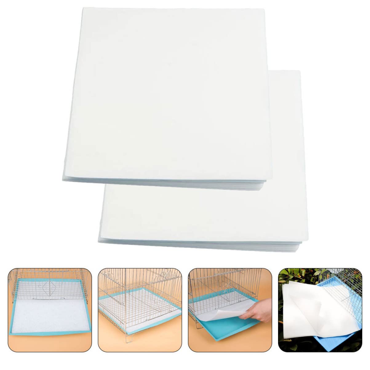 Angoily Tapis De Cage pour Perroquets 300 Pièces en Papier Réutilisable Épais pour Cage À Oiseaux Accessoires pour Perroquets Et Perruches
