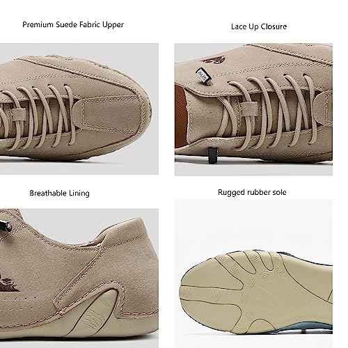 Image of baobeijiadao Men's Beck Shoes Waterproof Non Slip High Top Chukka Boots Handmade Suede Caual Outdoor Sneakers