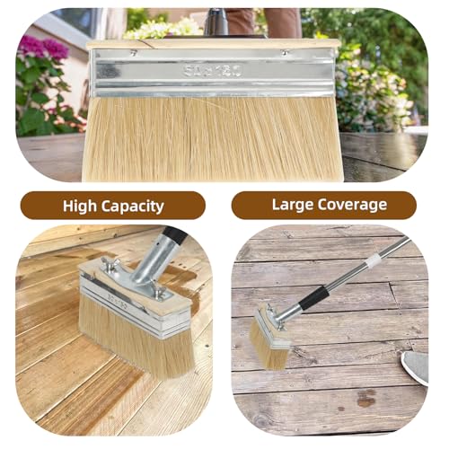Flächenstreicher, 150mm Terrassenpinsel für den Außenbereich, 2 Stück Große Outdoor-Bodenbelag Besonders für Schnellen Farbauftrag, Mit Verlängerungsstiel, Farbpinsel für Alle Lasuren & Lacke