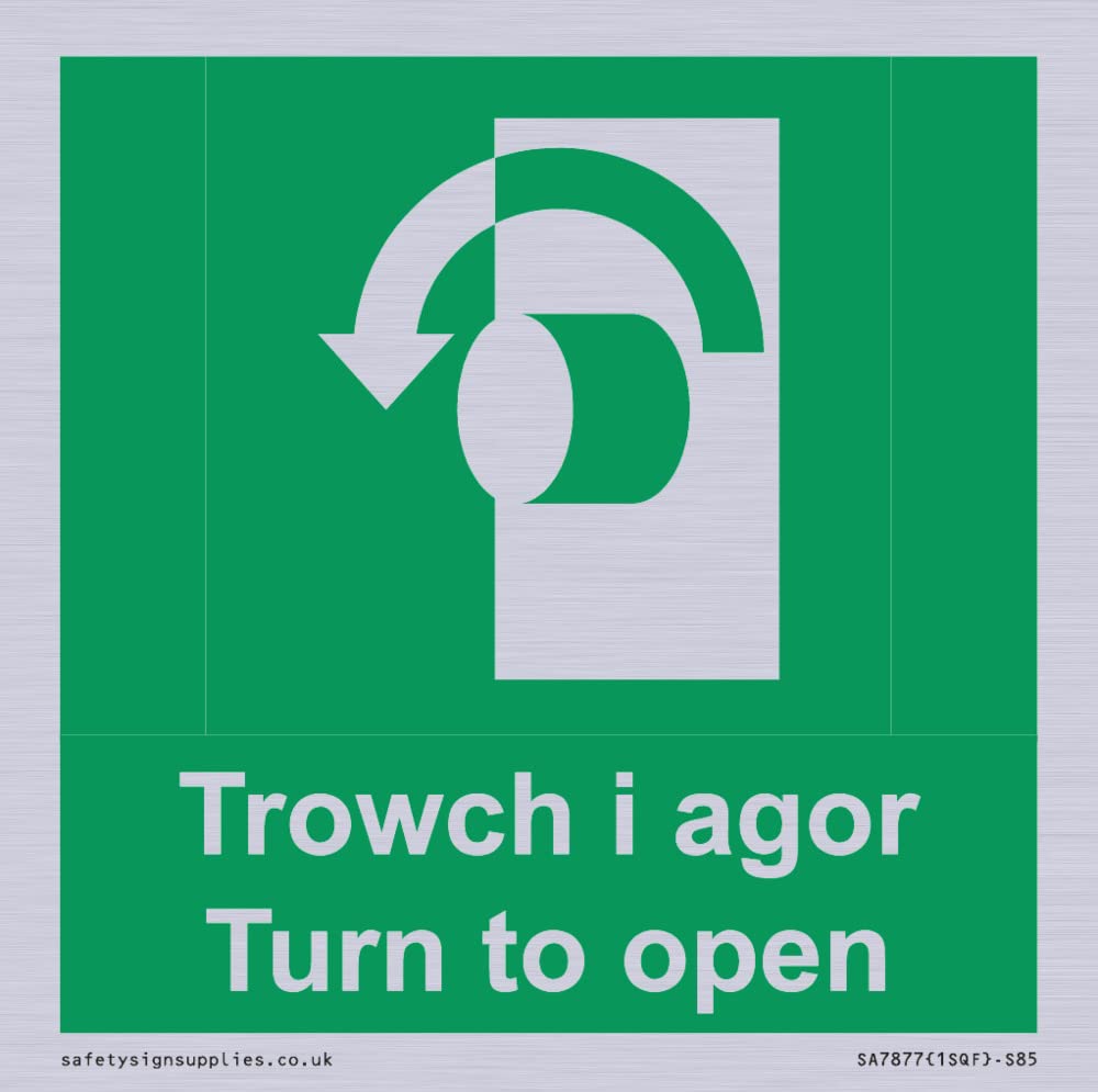Viking Signs Trowch i agor Turn to Open - 85 x 85mm - S85