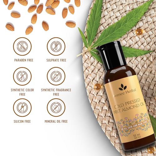 Avimee Herbal Pure Cold Pressed Sweet Almond Oil | Fights Split Ends & Strengthens Hair | Enriched With Vitamin E | Mineral Oil Free | 50 ML - Image 4