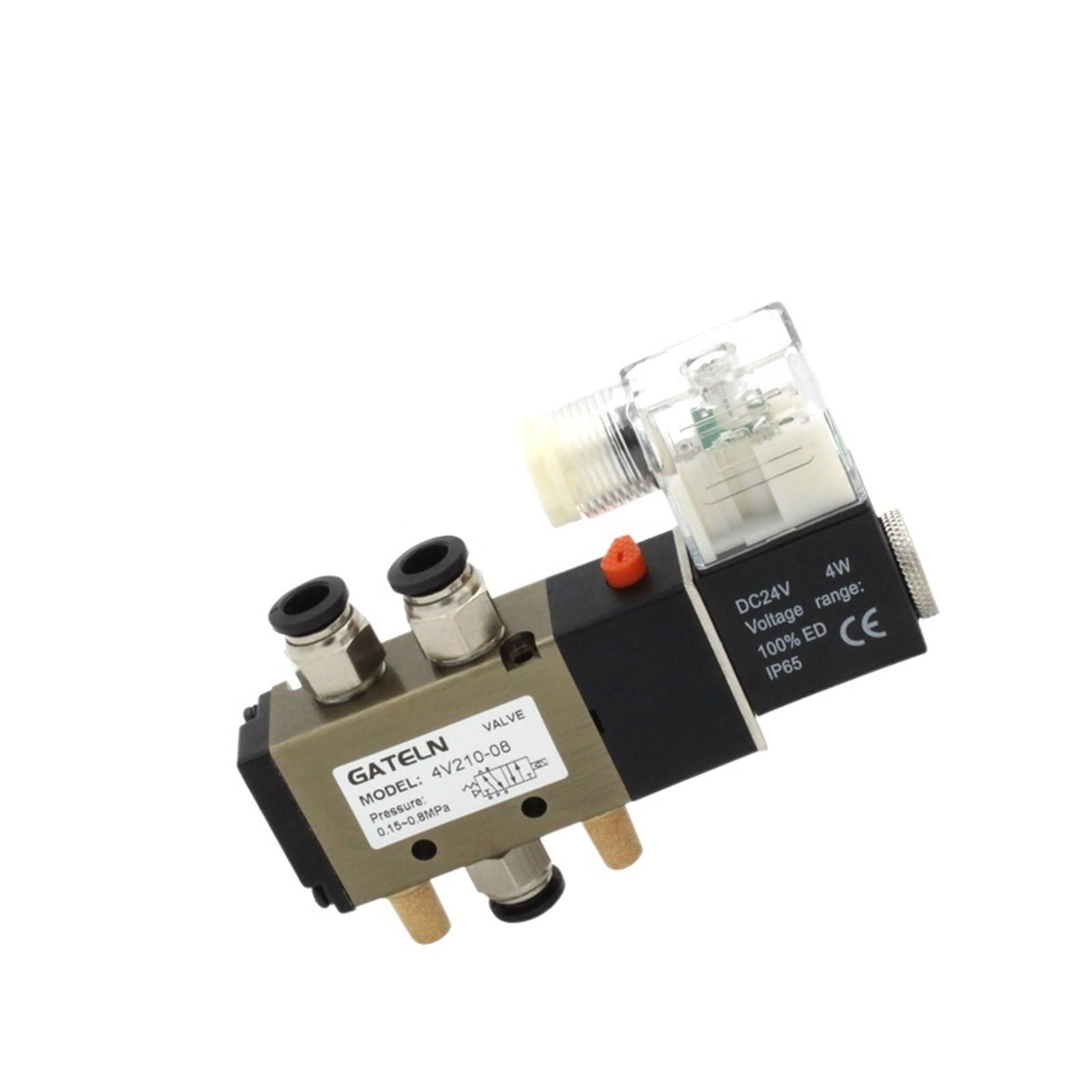 QRUYHBAJU 4V210-08 air Solenoid Valve 5-Way 2-Position Gas Pneumatic Solenoid Valve 220V Port 1/4" Solenoid Valve(With 4mm Fittings)