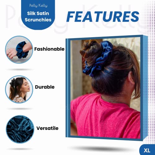 Image of Satin Scrunchies Hair Bands for Women | No-Damage Elastic Hair Ties for Ponytails & Buns | Fluffy & Stylish Rubber Bands | Extra Large Size | Pack of 5