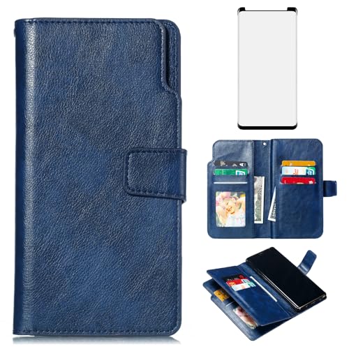 Étui portefeuille Samsung Note 8 Asuwish avec protège-écran verre trempé