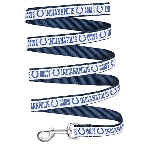 NFL PET Leash, Large, Indianapolis Colts Dog Leash, Football Team Leash for Dogs & Cats. A Shiny & Colorful Dog & Cat Leash with Embroidered Team Name/Logo Licensed by the NFL