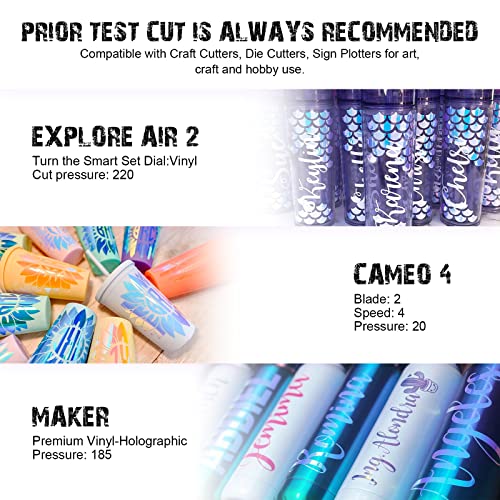 Teckwrap Holographic Opal Craft Vinyl 12" X 12" 7 Sheets/Pack For Craft Cutters,Sign Plotters #TOP4