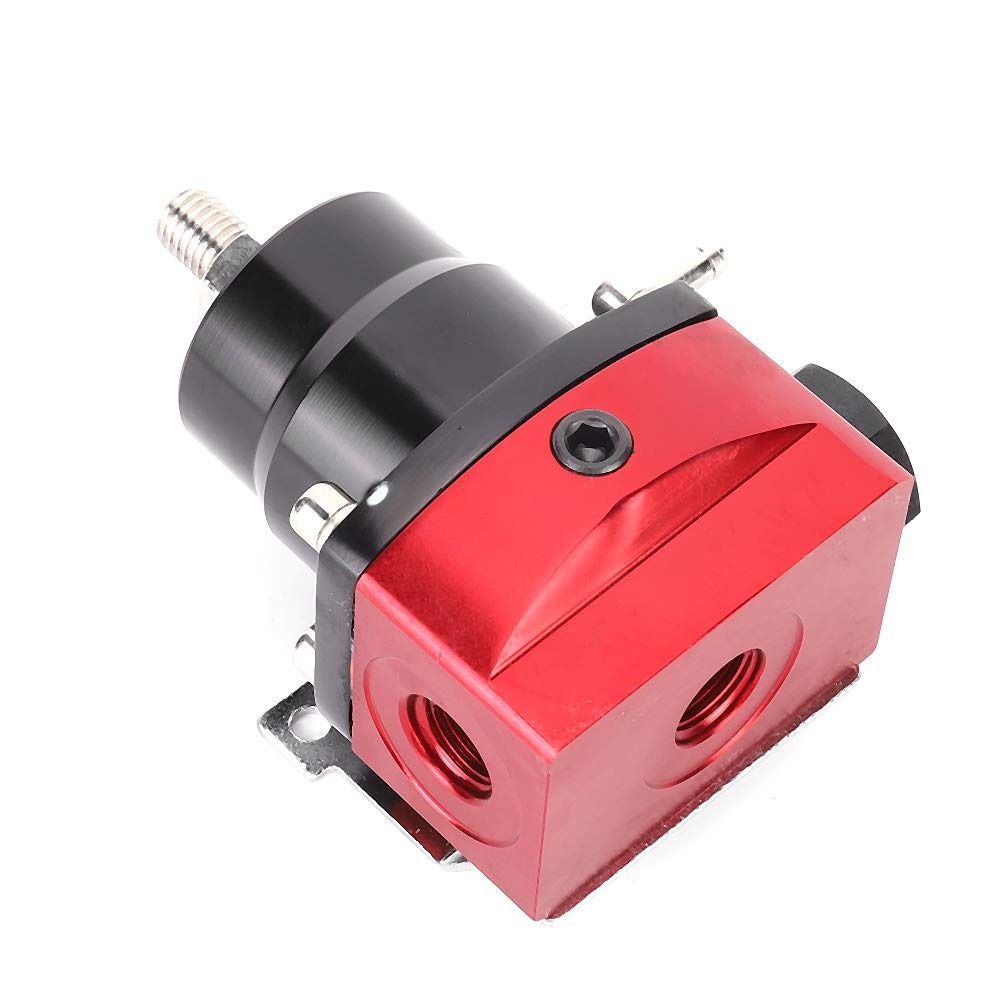Régulateur Pression Carburant Universel Aramox Rouge Avec Manomètre - Aluminium Ajustable