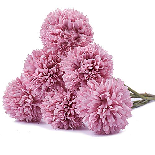 Ruiuzi Flores Artificiales, Flores Artificiales de Seda, 6 Cabezas de Hortensia Artificial, Ramo de Boda para el hogar, jardín, Fiesta, Boda, decoración, 6 Unidades, Profundo Morado, Talla única