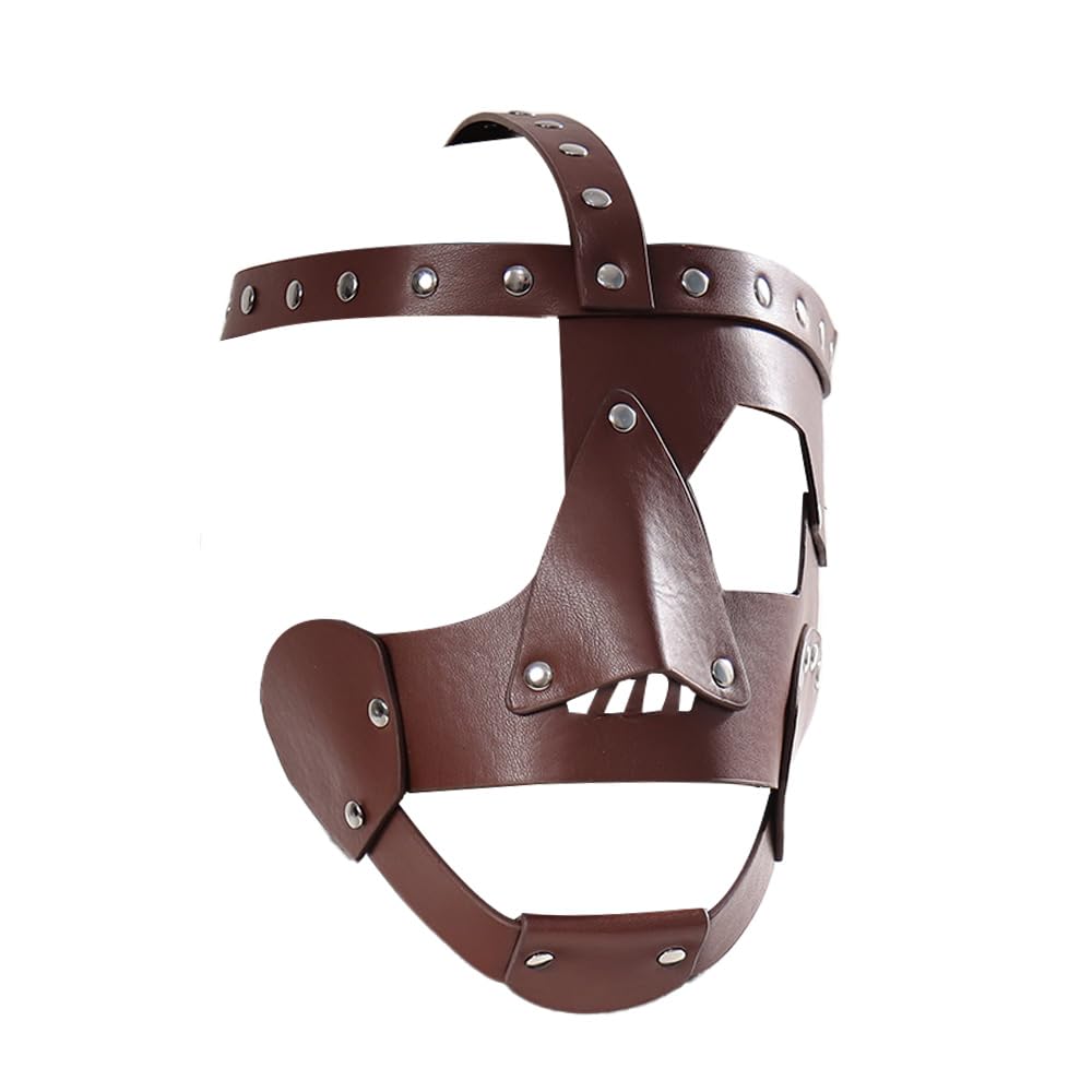 eLymwoo Mick Adjustable Leather Face Mask Foley Style for Halloween & Cosplay – Inspired by Wrestling Style, Fits Adults