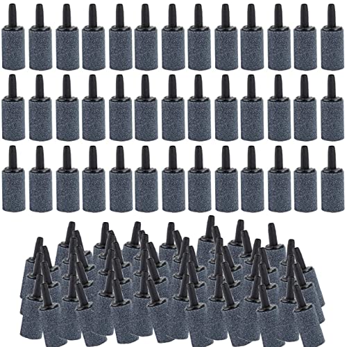 Image of 100 Pack 1 Inch Aquarium Air Stone, Cylinder Bubble Diffuser Aerator Stones Fish Tank Bubbler Pump Accessories for Hydroponics Grey (100 Pack)