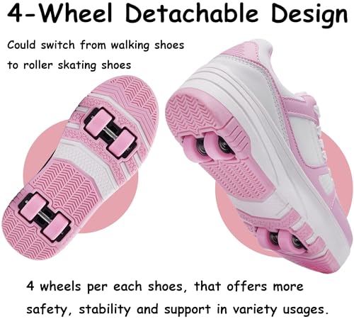 ANEFUN Roller Skate Shoes for Kids Girls Boys Detachable Wheeled Fashion Sneakers