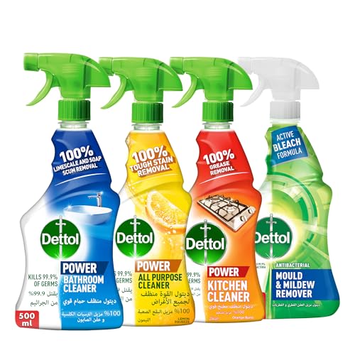 Dettol Trigger Bundle (Kitchen Bathroom All Purpose Mold and Mildew Cleaner) 500 ml x 4