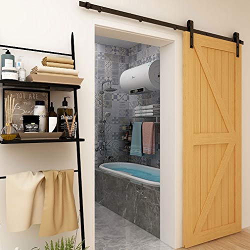 CCJH 224CM (7.5FT) Schiebetürbeschlag Set Schiebetürsystem Laufschiene für Schiebetür Hängeschiene für Einzelne Holztür