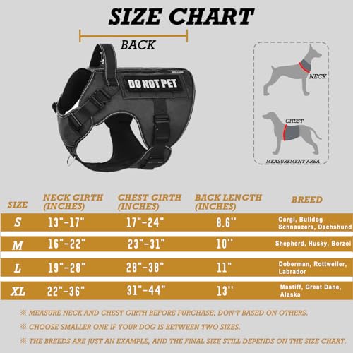 Image of Tactical Dog Harness for Large Dogs, Heavy Duty Dog Harness with Handle, Adjustable Reflective Military German Shepherd Dog Vest Harness with Do Not Pet Patches for Hiking Training Black