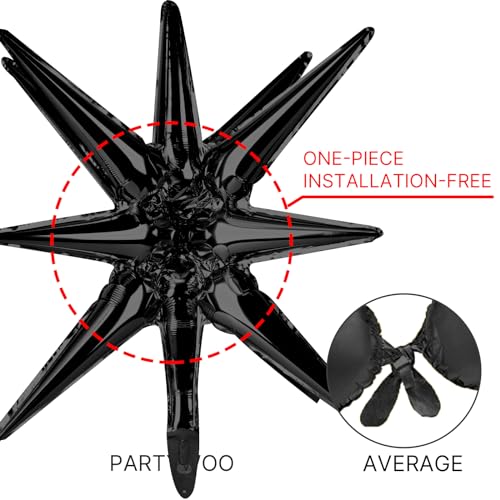 Image of PartyWoo Black Star Spike Balloons 10pcs Explosion Foil Mylar Balloons