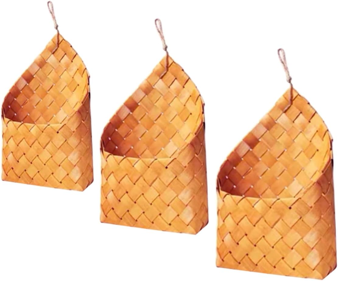 6pcs Hanging Wall Storage Basket Woven Vegetable Fruit Baskets for Organizing Kitchen Supplies Letters and Balcony Decor Rustic