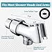 BRIGHT SHOWERS All Metal Handheld Shower Head Holder, Adjustable Shower Arm Mount with 360 Degree Rotatable Brass Ball Joint and Hose Connector, Universal Wall Hook Bracket, Chrome