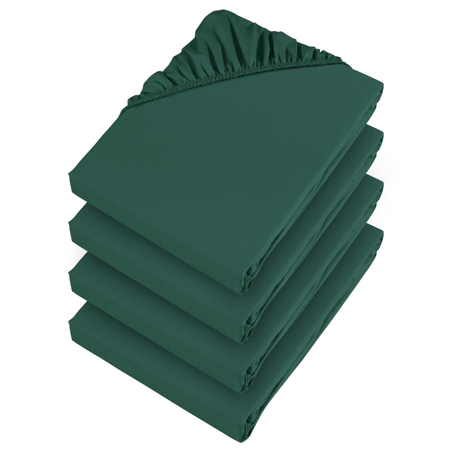 Aspire Homeware Single Fitted Sheet 4 Pack 25 Cm Deep Pocket Emerald Bed Sheets - Soft & Breathable Fitted Bedsheet Brushed Microfiber Shrinkage and Fade Resistant Bottom Sheet
