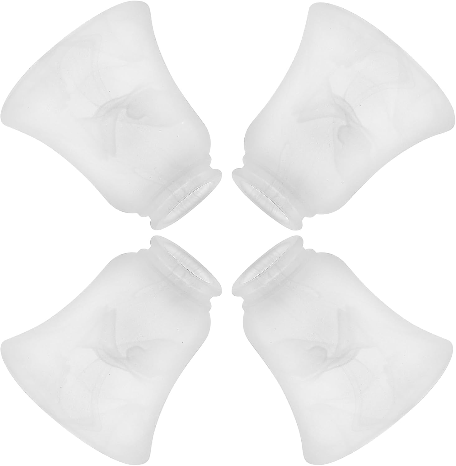 4 Pack Alabaster Glass Lamp Shade Replacement with 1.6"(40.5MM) Fitter Opening for Ceiling Fan Light Kit Wall Sconce Pendant Light Fixture
