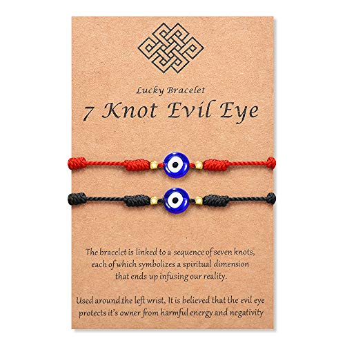 Image of Tarsus Evil Eye 7 Knot Lucky Bracelets Red String Amulet for Women Men