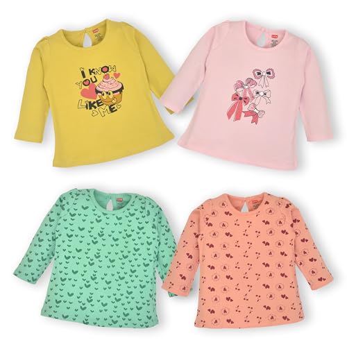 Image of LuvLap Baby Girls 100% Cotton Full Sleeve Girls Top Pack of 4