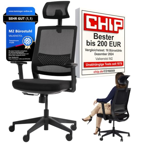 VALKENSTOL M2 Bürostuhl Ergonomisch Testsieger, Einstellbarer...