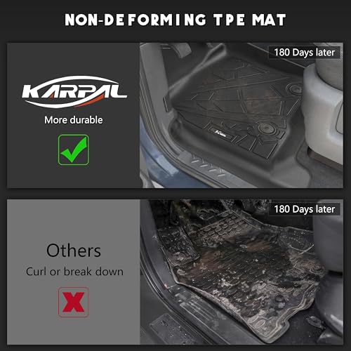 Image of KARPAL Floor Mats for 2010-2014 Ford F150 SuperCrew with 1st Row Bucket Seat, Custom Fit TPE All Weather Ford F-150 Accessories 1st & 2nd Row Floor Liner