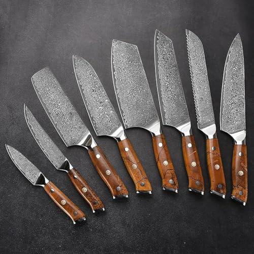 Set Cuchillos Cocina 8 Piezas Acero Damascus