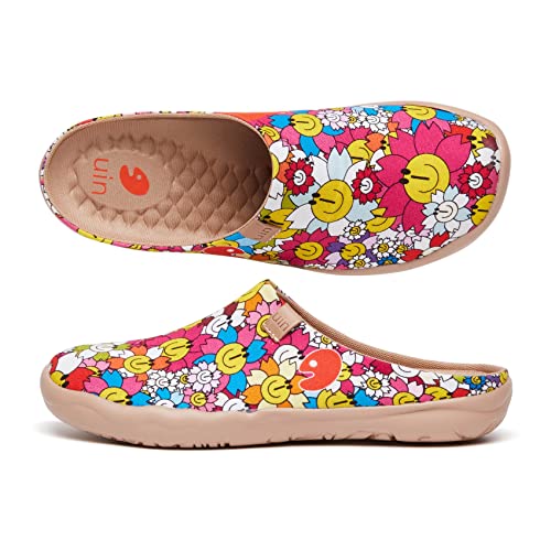 Image of UIN Slipper Woman Travel Art Painted Shoes Wide Toe Casual Home Slip On Mules Malaga