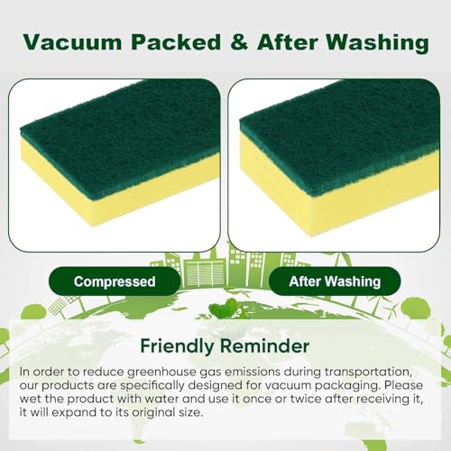 Image of HOMEXCEL Heavy Duty Scrub Sponges Kitchen 60 Count, Extra-Large Sponges for Cleaning Kitchen and Household, Dish Scrubber for Washing Dishes, Pots and Pans