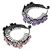 ISKYBOB 2 Pieces Rhinestone Flower Ponytail Holder Twist Bun Shaper Women Hair Grips Claw, Pink+ Violet