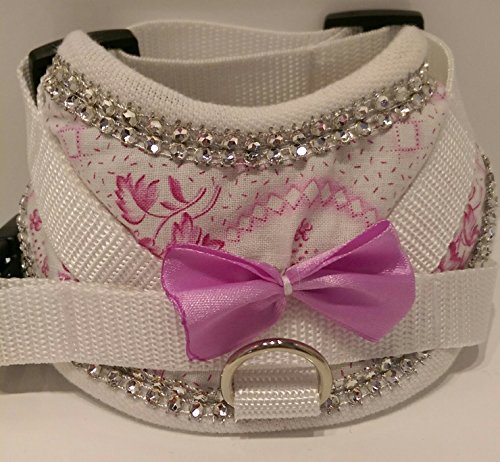 Masi Dogsdesign Gr. XS S M Softgeschirr Blumen Blumenmuster Schleife Glitzer Hundegeschirr Brustgeschirr verstellbar Hunde Welpen Chihuahua Prager Rattler Yorkshire Terrier Malteser (XS) Cover