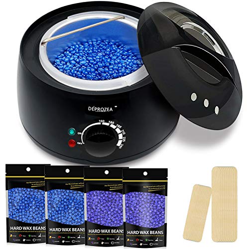 Waxing Kit for Women, Home Waxing Kit for Eyebrow,Armpit, Leg,Bikini, Wax warmer with 4 Bags Painless Hard Wax Beans Hair Removal Kit