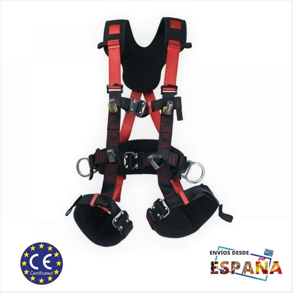 RMT Arnés Seguridad Trabajo Cuerpo Entero Ajustable | Arnes Anticaídas 5 puntos de Anclaje con Protección Lumbar y Muslos