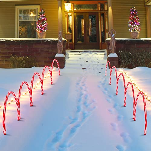 GLOWNOVA 17''160 LED (10x16LED) Twinkle Arch Lawn Stake Light, Candy Cane Arch Outdoor Christmas Pathway Markers (11 Function)