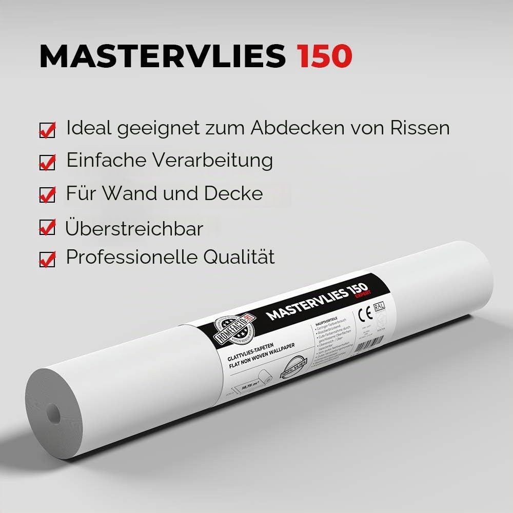 4x Glattvlies Renoviervlies Mastervlies Expert 150g + 4x Kleister