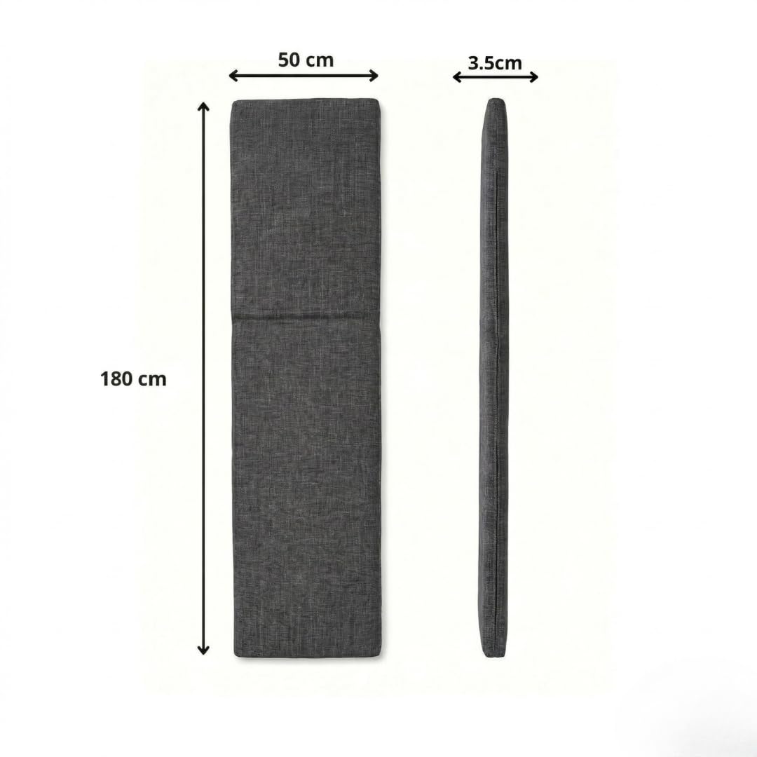 PIND Cojín para Tumbona 180x50 cm, Colchoneta con Relleno de Espuma, con Cinta Elástica de Ajuste para Hamaca de Exterior, Jardín, Playa, Piscina, Terraza. (2, Negro)