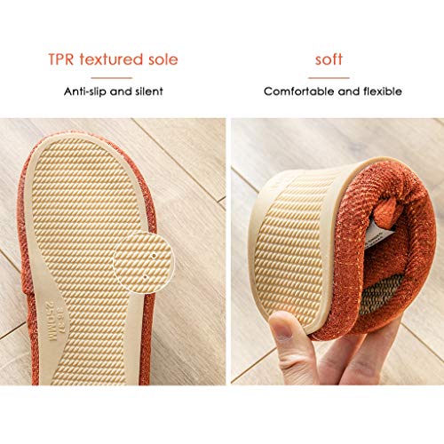 YCKEGEW Linen Cotton Slippers Breathable Midsole Mens Slippers Open Toe House Shoes Arch Support Couples Mule Slippers TPR Non-Slip Sole Indoor Casual Shoes (Color : Pink, Size : EUR40-41)3
