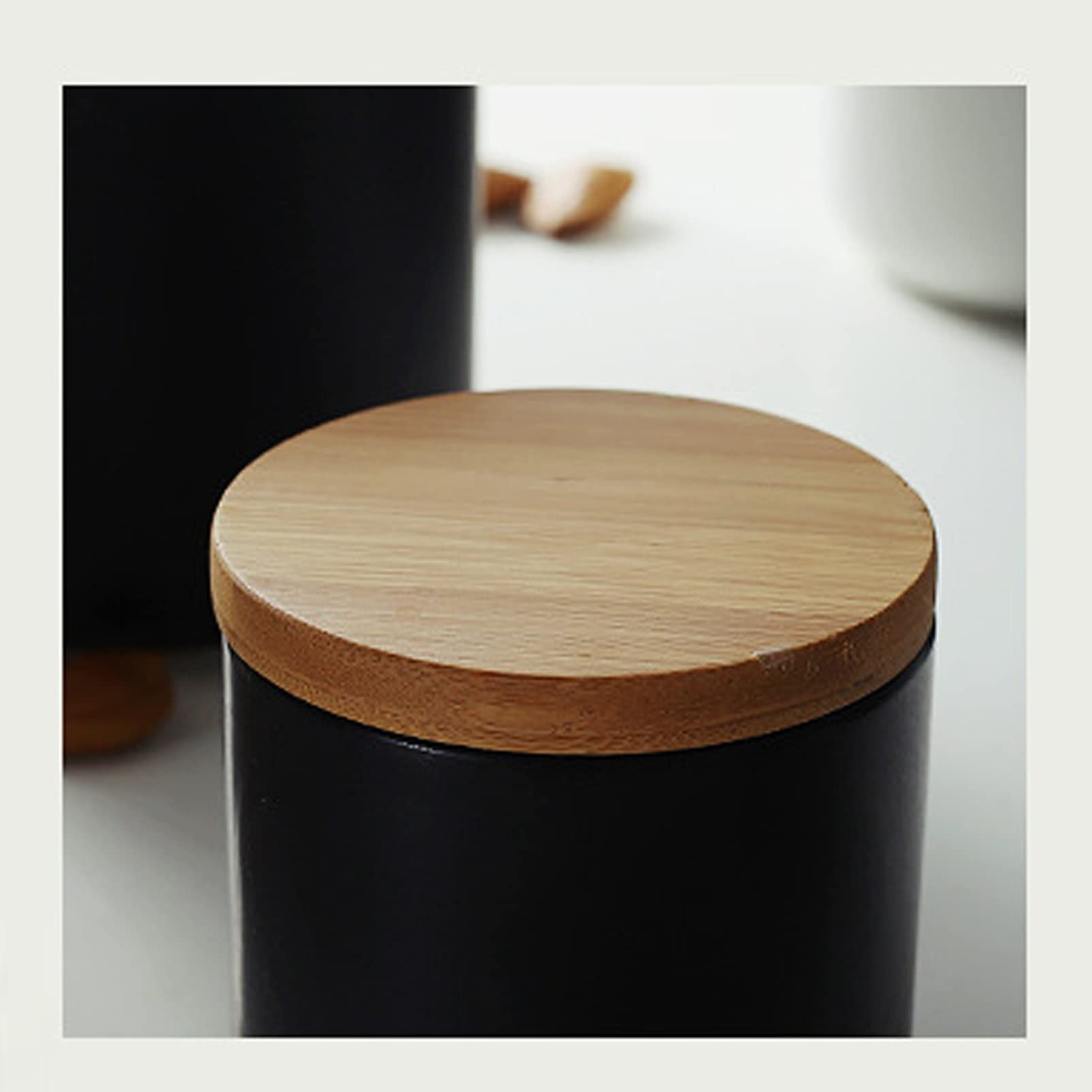 Pot Cuisine Design Pots Céramique WANDGU Avec Couvercle Bois - Lot De 2 ( 260ml) - Pour Café/thé Pot En Céramique Avec Couvercle
