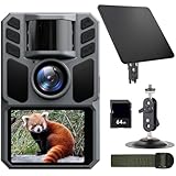 FKPCAM トレイルカメラ ソーラー式 【ソーラー式&配線不要】 4K64MP 超高速トリーガースピード 小型 防犯カメラ 赤外線カメラ 動物監視カメラ 64GBメモリーカード付き ソーラーパネル&5000mAh充電式電池付き IP67防水防塵 赤外線LED搭載 動体検知 人感センサー ナイトビジョン機能付き 内蔵録音マイク 監視カメラ 暗視カメラ 屋外防犯