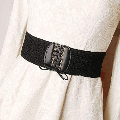 F Fityle 2x Retro Couro Cinto Elástico Amarrado Cincher Túnicas Camisola Vestido Cintura