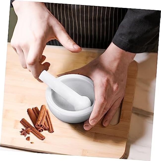 2Sets Porcelain Mortar and Pestle Grinding Tools for Seasonings Spices and Herbs Unpolished Interior for Efficient Grinding Easy to Use and Clean