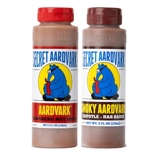 Image of Secret Aardvark Habanero and Chipotle Hot Sauce, 2-Pack Bundle 8 fl oz | Tomatoes & Carrots, Chipotle & Garlic, Smoky BBQ Combo, Non-GMO, No HFCS, Vegan, Low Carb, For Tacos, Eggs, and Grilling