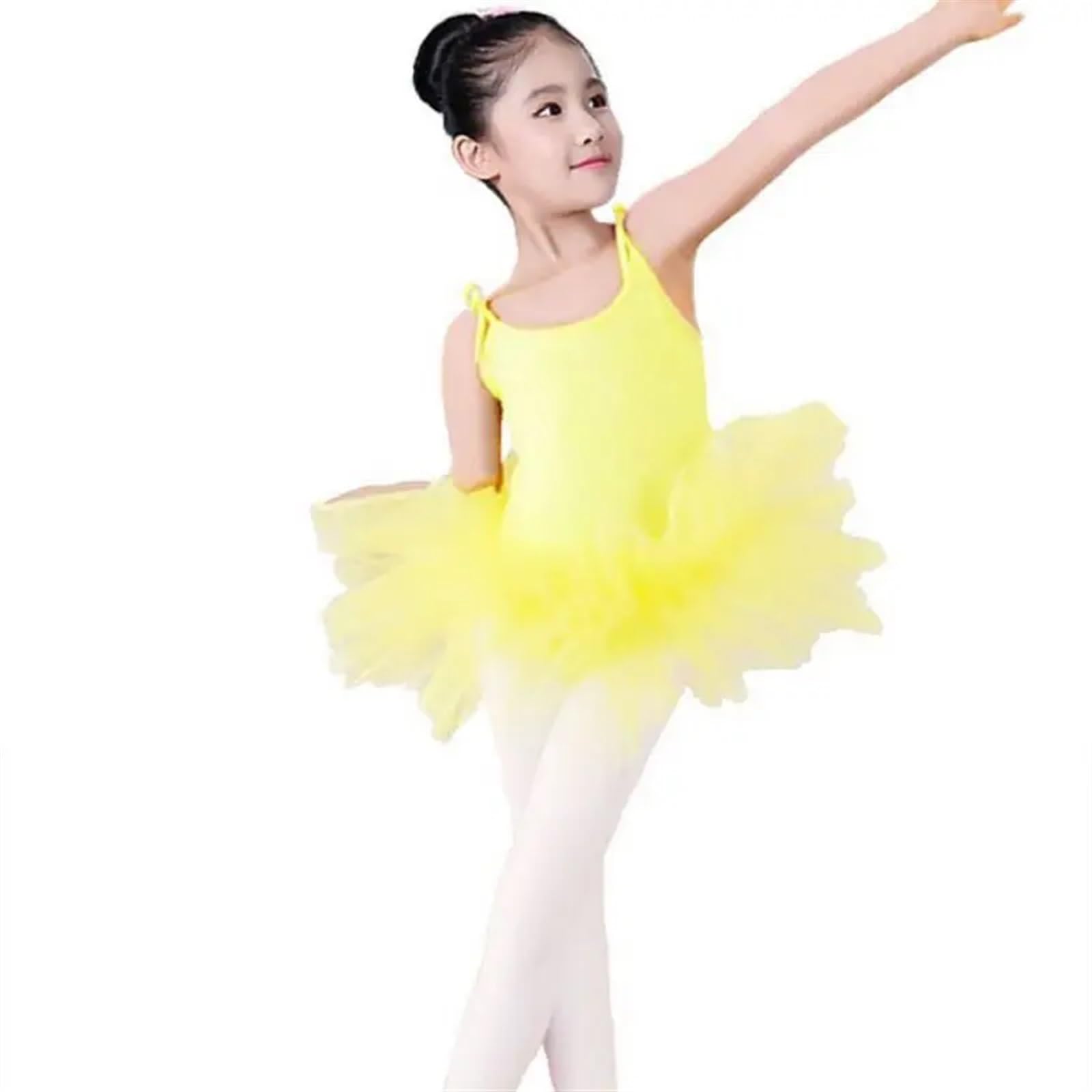 Tutu Ballerina Children's Dance Sling Ballet Skirt Dance Costumes Exercise Clothes Fluffy Skirt Small Princess Fluffy Skirt Short Sleeve(Rose Red,XXL)