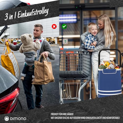 Dimono® Einkaufstrolley Rolltex Klappbarer 3 in1 Trolley zum Einkaufen; 56 Liter inkl. Kühlfach; Transportwagen Shopping-Trolley Einkaufswagen Einkaufstasche (Blau) – Bild 8