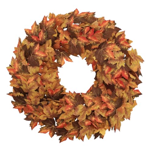20" Fall Wreath for Front Door, Artificial Maple Leaves Autumn Wreath - image 1