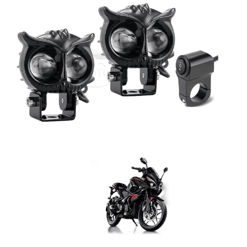 Universal Owl Shape Mini drive DC Power Mini Driving Fog Light For All Motor-cycle, Bi-kes, Scoo-ters, C-ars, Projector Light dual Color White/Yellow Comfortable For Puls-ar 22-0