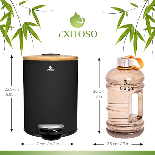 Exitoso 3L Small Bathroom Bin with Lid, Slim Bedroom Bin with Lid, Small Pedal Bin, Small Bin for Bedroom Black Bathroom Bin - Image 2